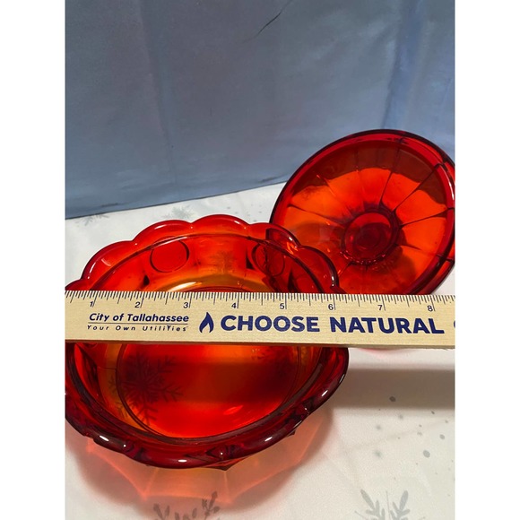 Fosteria  Red Coin Dot Lidded candy dish - Picture 4 of 9